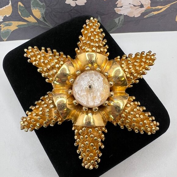 Benedikt Six Point Glass Center Brooch - Picture 1 of 7